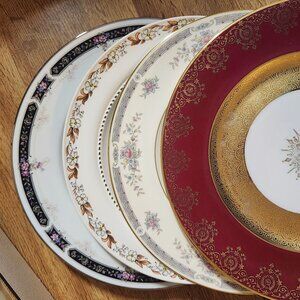 Mismatched Fine China Dinner Plates 10.25-11"  Florals Porcelain Eclectic Set
